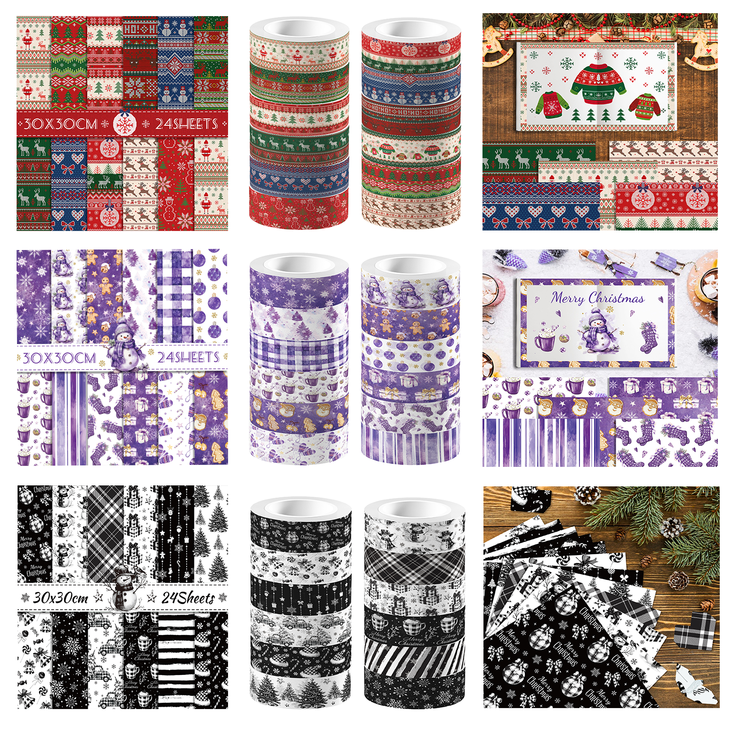 Art And Craft Photos - Christmas Washi Tape And Background Paper
