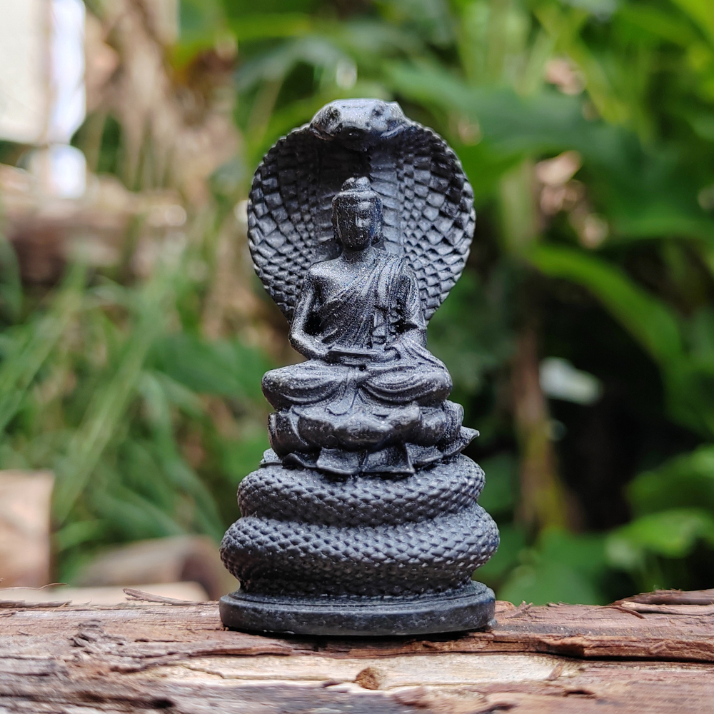 Art Craft Display - Snake-Guarding-Buddha Sculpture Ornament, Resin Artwork, Cultural