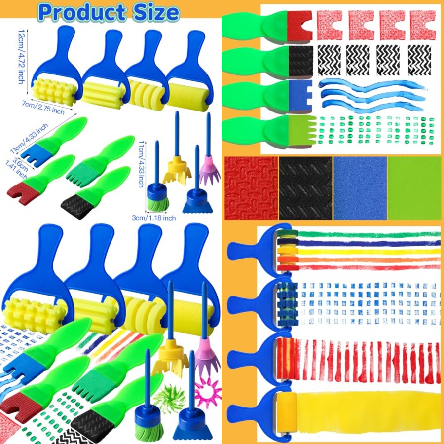 Art Craft Toddler - Kids Paint Brushes, 12 Pack Washable