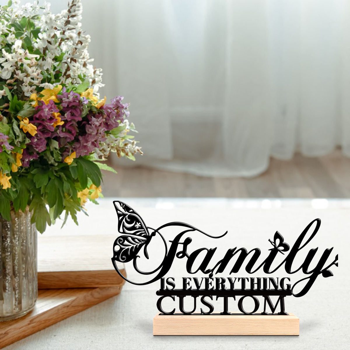 Art Crafting - 1pc butterfly flower Custom Text Metal