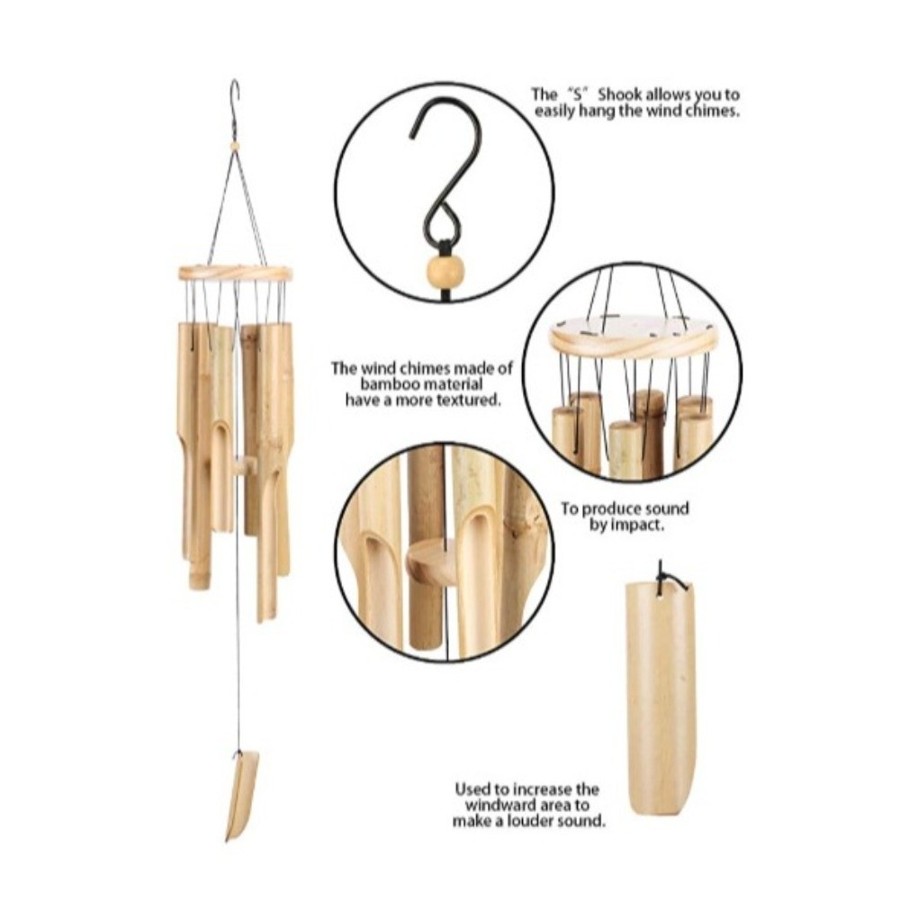 Retro 6 Tubes Bamboo Wind Chim - مراجعة Art Craft Youtube وسعره