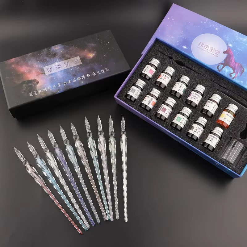 Starry Crystal Vintage Glass D - مراجعة Calligraphy Pen Set وسعره