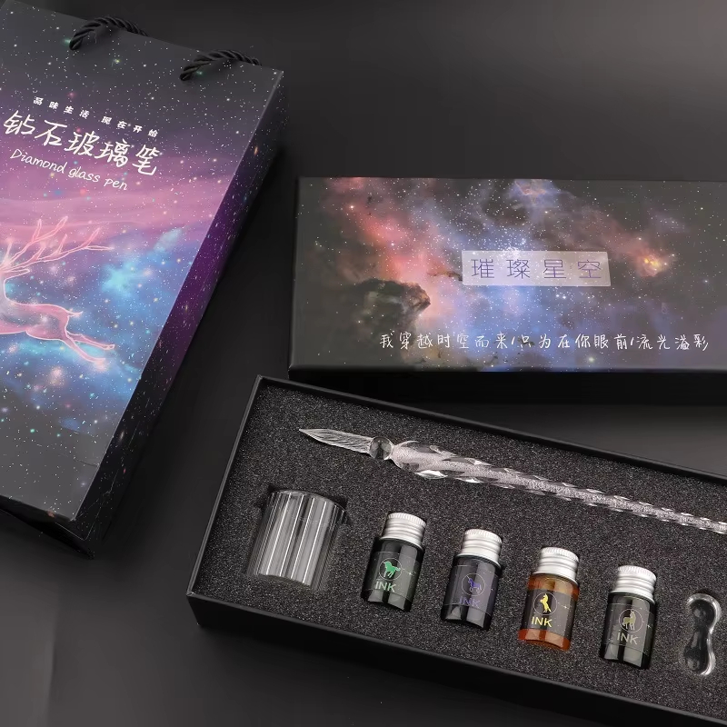Starry Crystal Vintage Glass D - مراجعة Calligraphy Pen Set وسعره