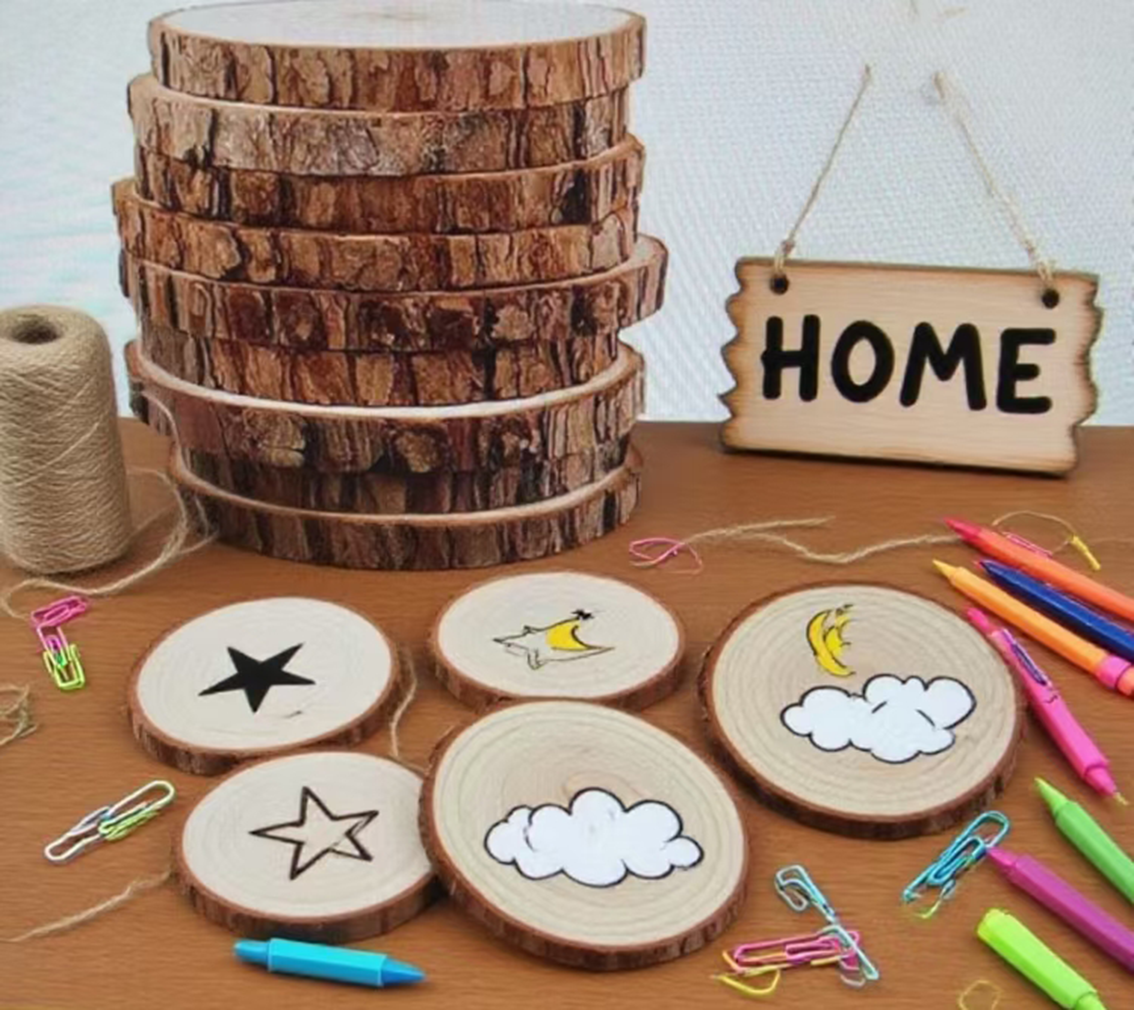 1-30Pcs Natural Pine Wood Slic - مراجعة Art And Craft Photos وسعره