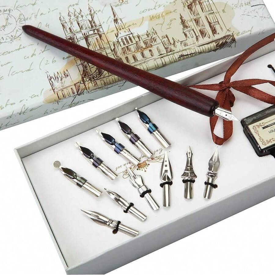 Pens Set -Wooden Dip Pen Handc - مراجعة Calligraphy Pen Set وسعره