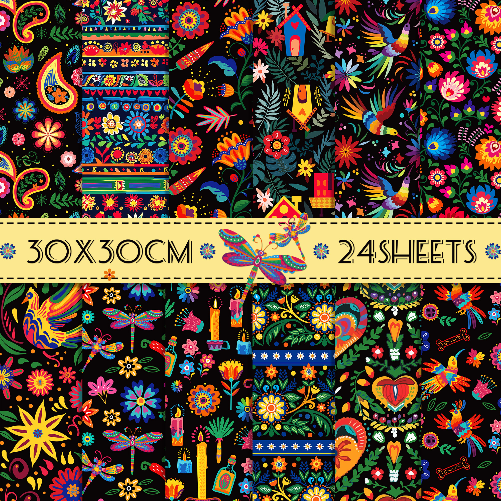 24pcs Mexican Scrapbook Paper  - مراجعة Art And Craft Photos وسعره