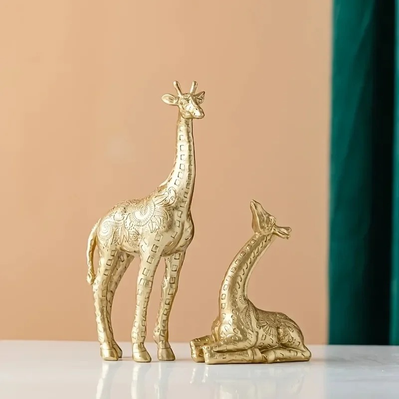 2pcs/set Giraffe Ornament, Gol - مراجعة Art Craft Display وسعره