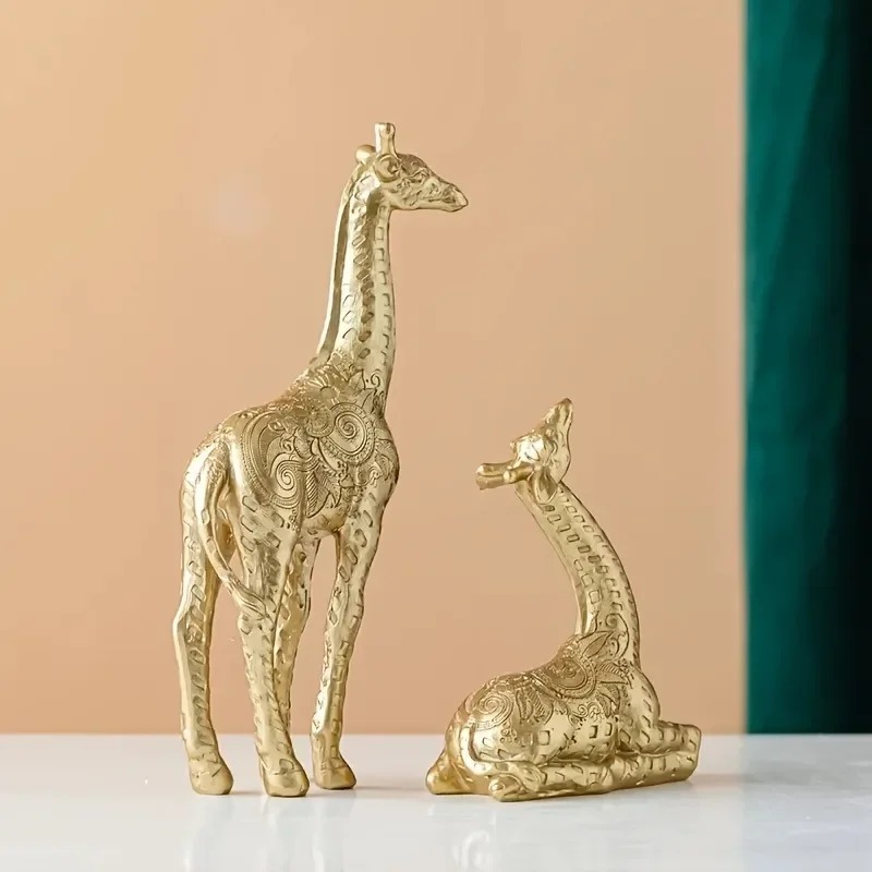 2pcs/set Giraffe Ornament, Gol - مراجعة Art Craft Display وسعره