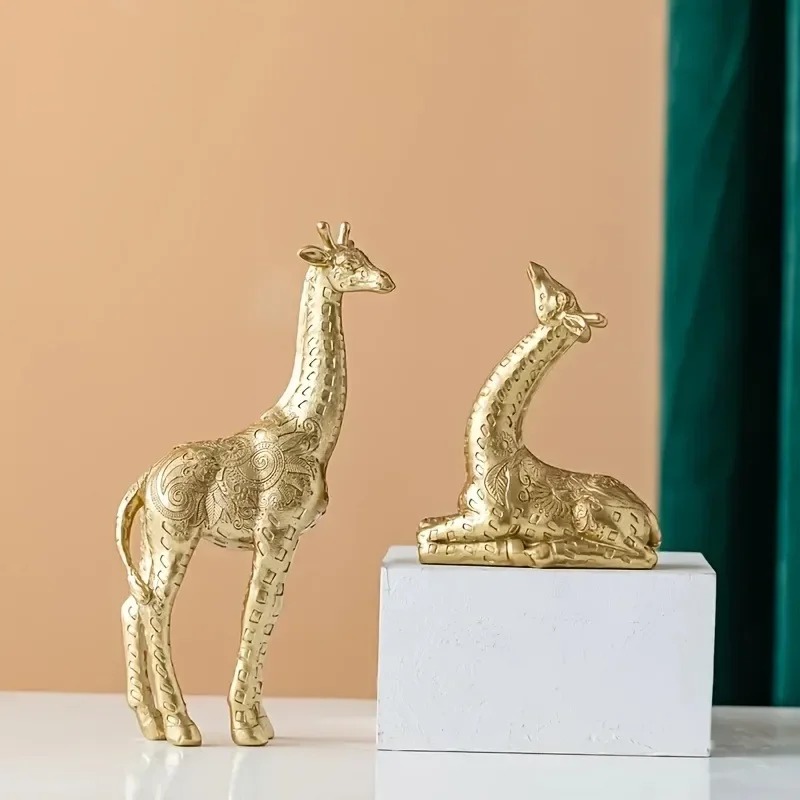 2pcs/set Giraffe Ornament, Gol - مراجعة Art Craft Display وسعره