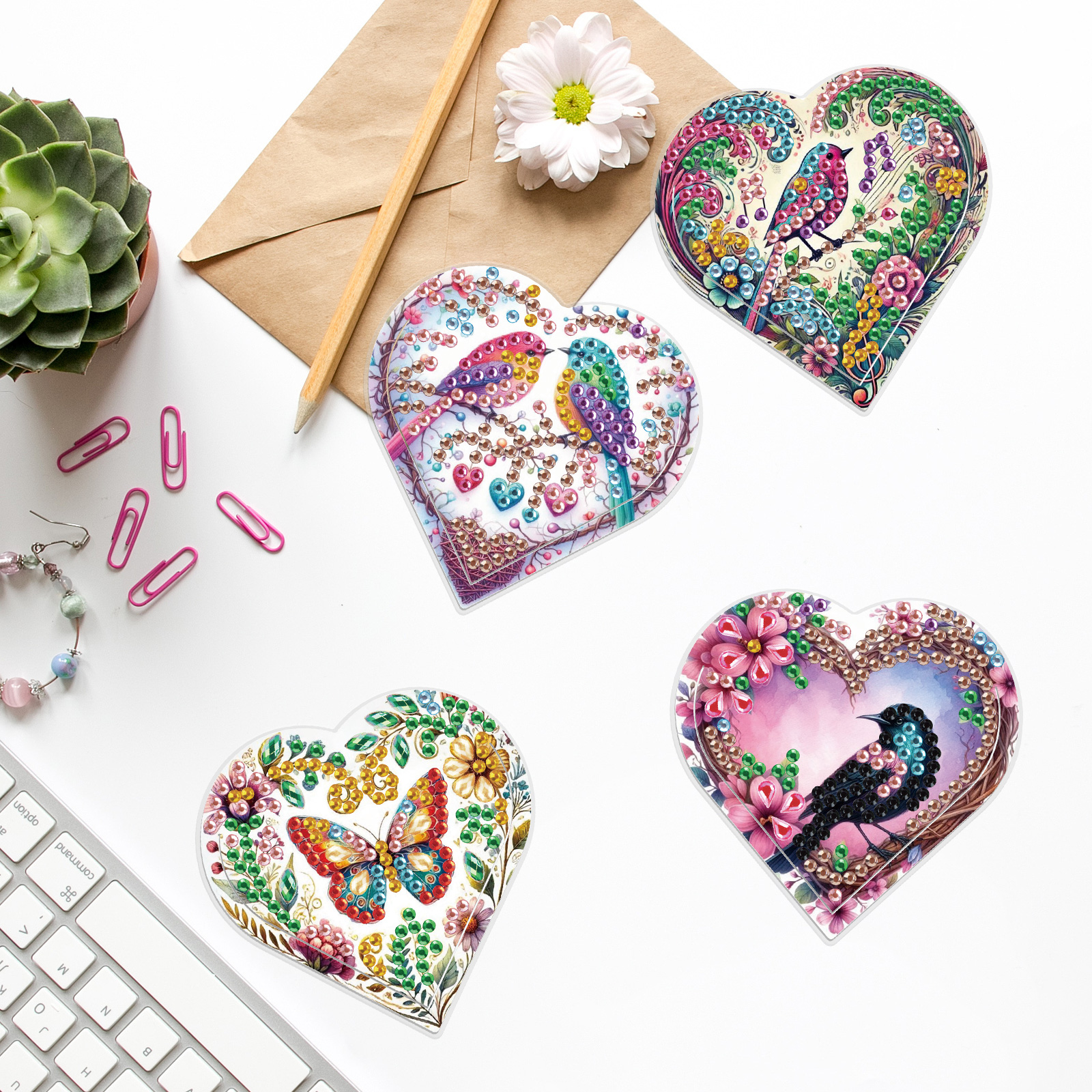 4PCS Diamond Painting Heart Sh - مراجعة Craft Art Set وسعره