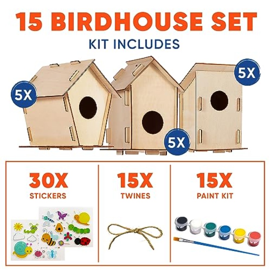 Kit - Unfinished Wood Bird Hou - مراجعة Art Crafting وسعره