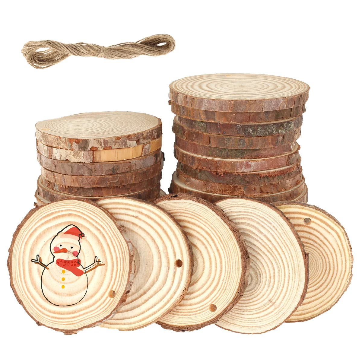 30pcs Natural Wood Slices Craf - مراجعة Art Craft Christmas Tree وسعره