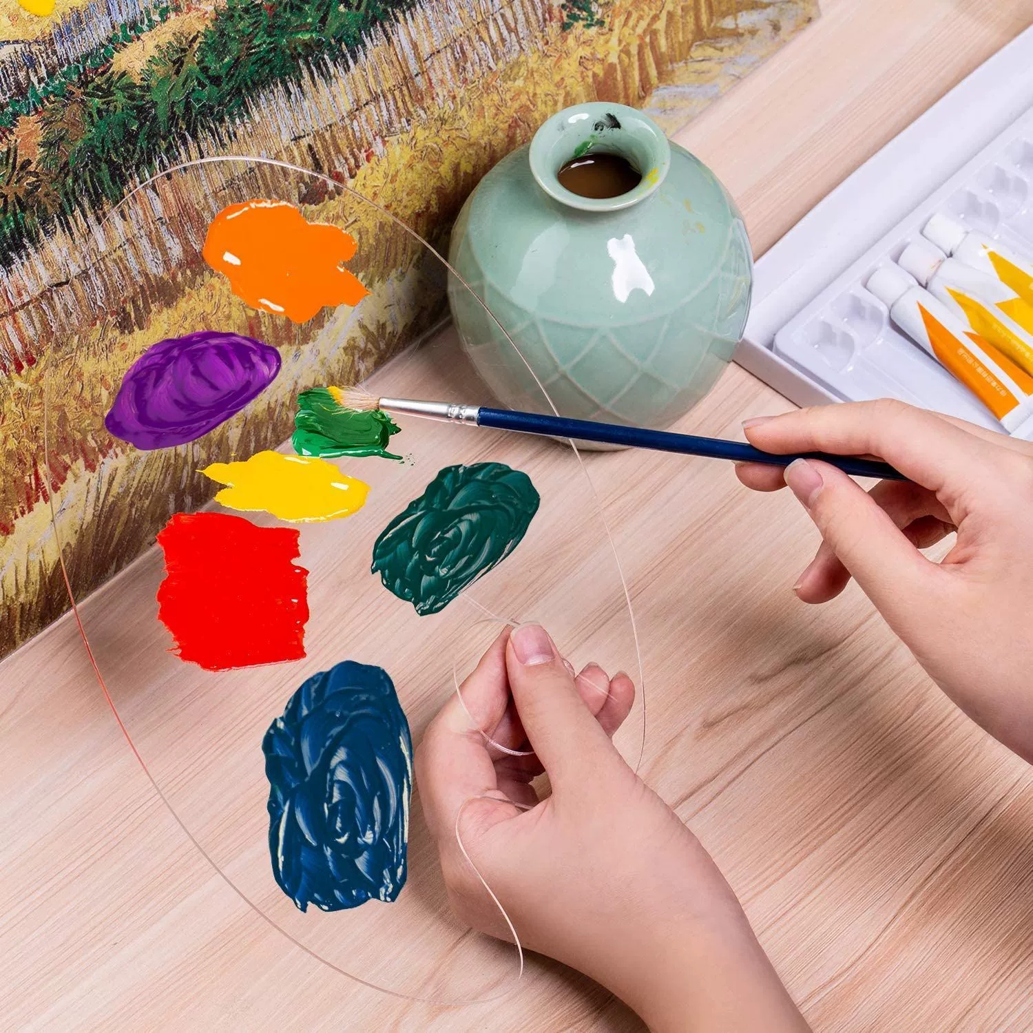 1pc White Oval Acrylic Paint T - مراجعة Art Craft Class وسعره