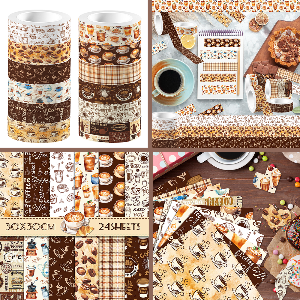 Vintage Coffee Pattern Washi T - مراجعة Art And Craft Photos وسعره