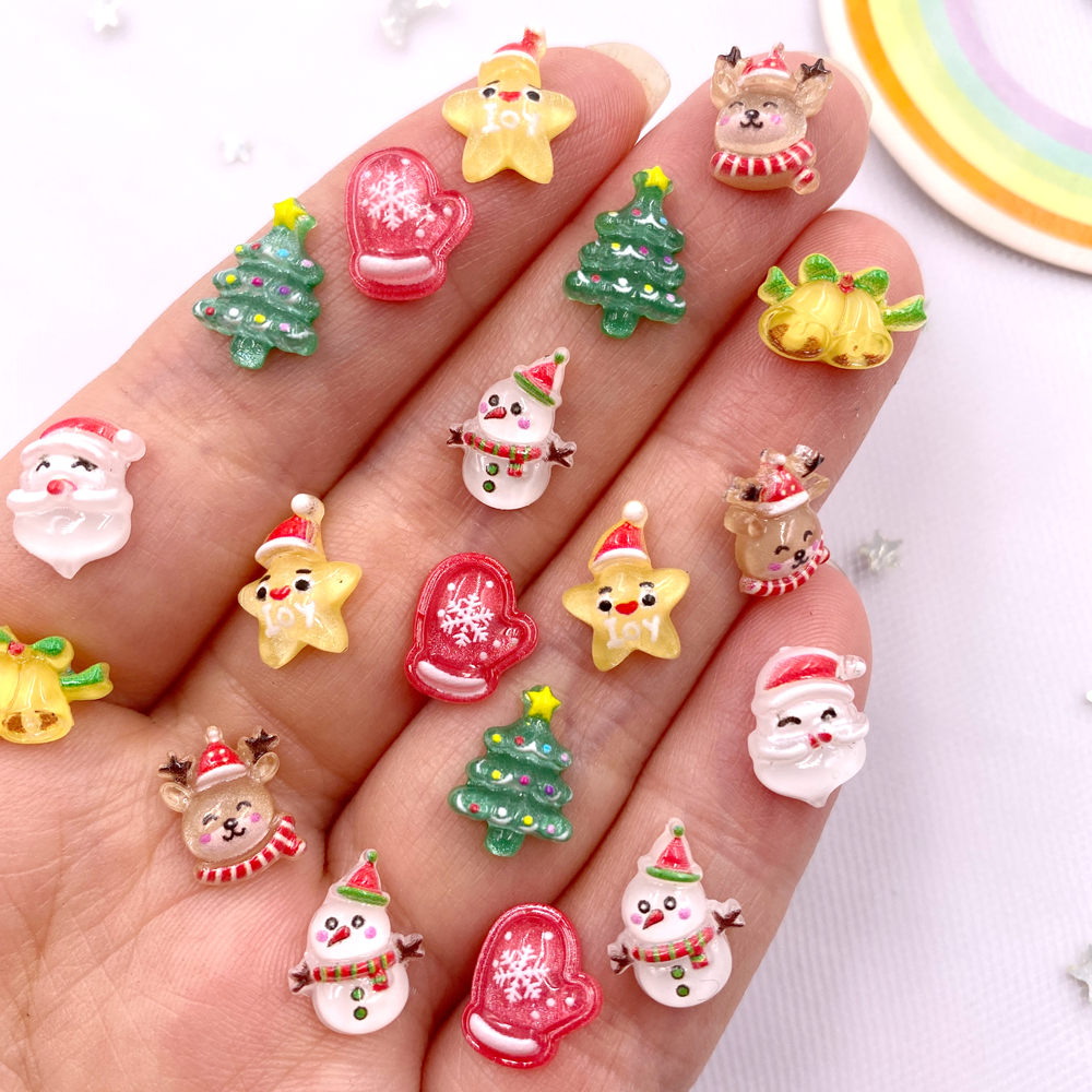 50pcs Resin Mini Colorful Chri - مراجعة Art Craft Christmas Tree وسعره