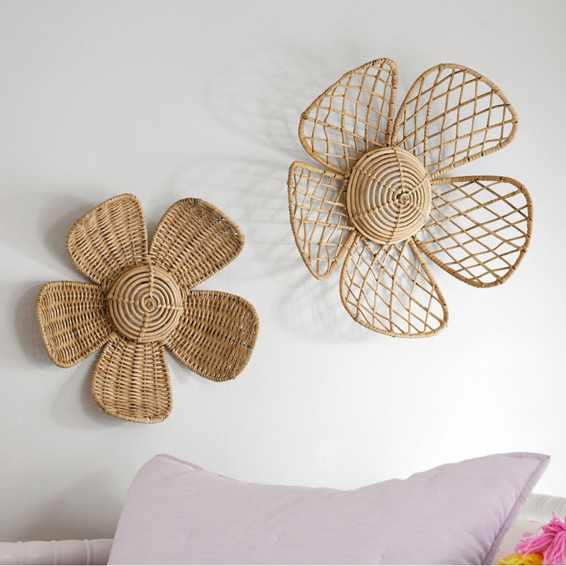 Nordic Woven Rattan Flower Wal - مراجعة Art And Craft Photos وسعره