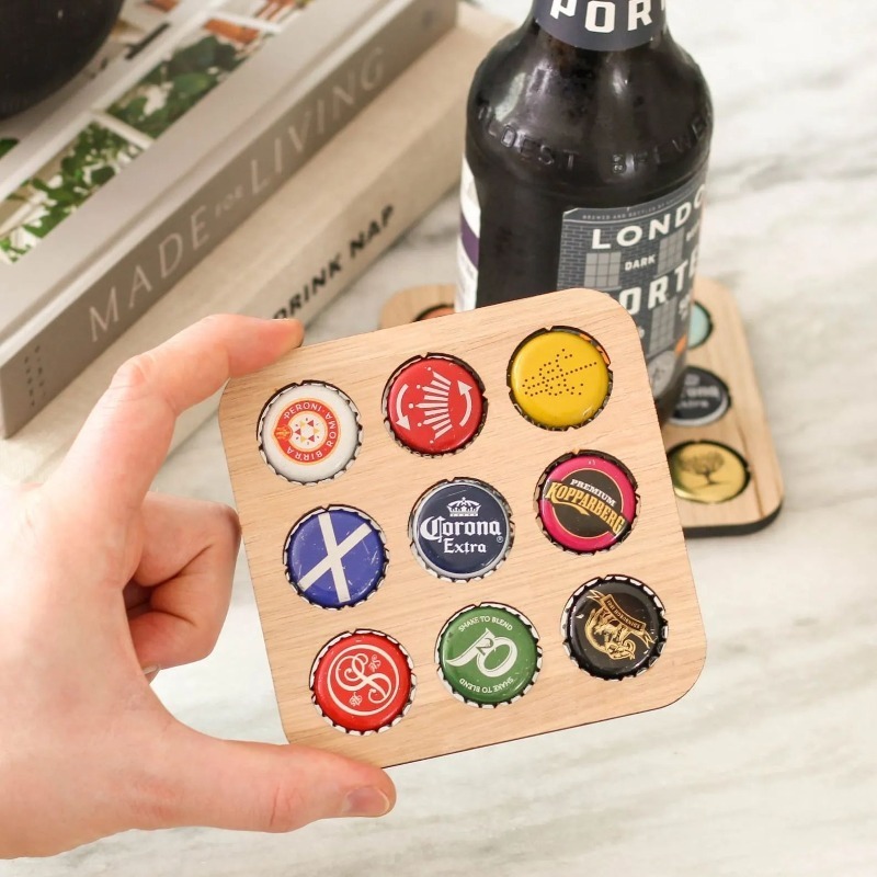 Wood Beer Cap Collector Coaste - مراجعة Art Craft Display وسعره