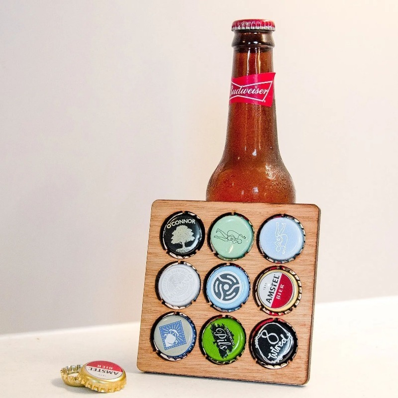 Wood Beer Cap Collector Coaste - مراجعة Art Craft Display وسعره