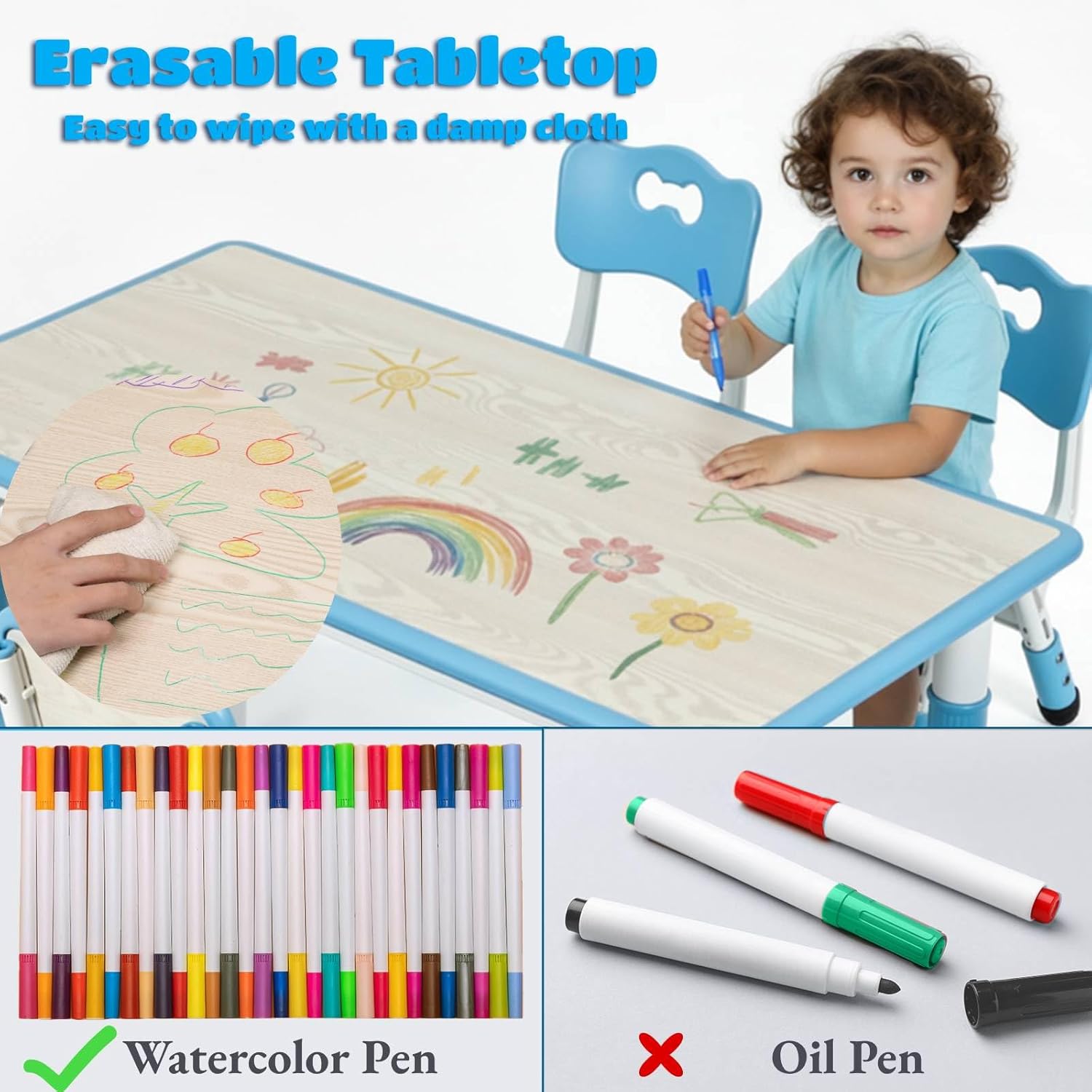 Kids Table and 6 Chairs Set, H - مراجعة Art Craft Activities For Preschoolers وسعره