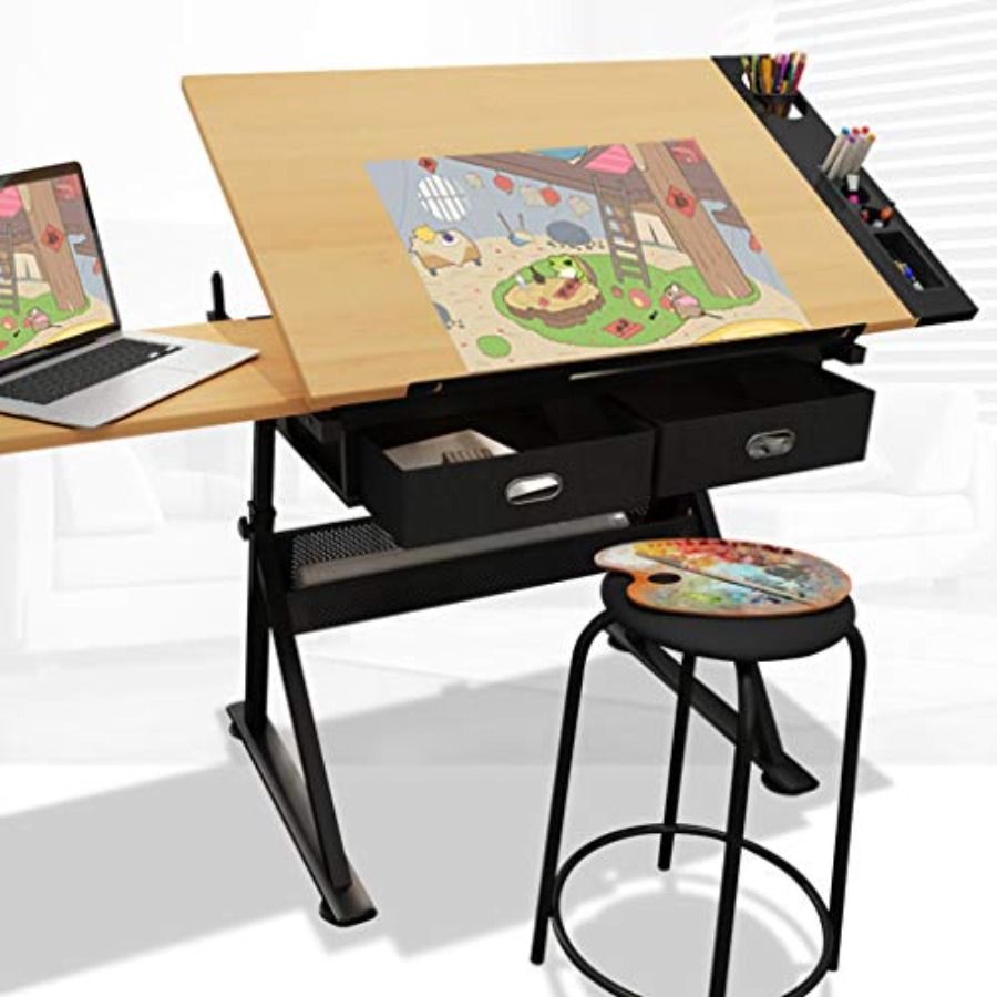 Drafting Table with Storage He - مراجعة Art & Craft Paper Ideas وسعره