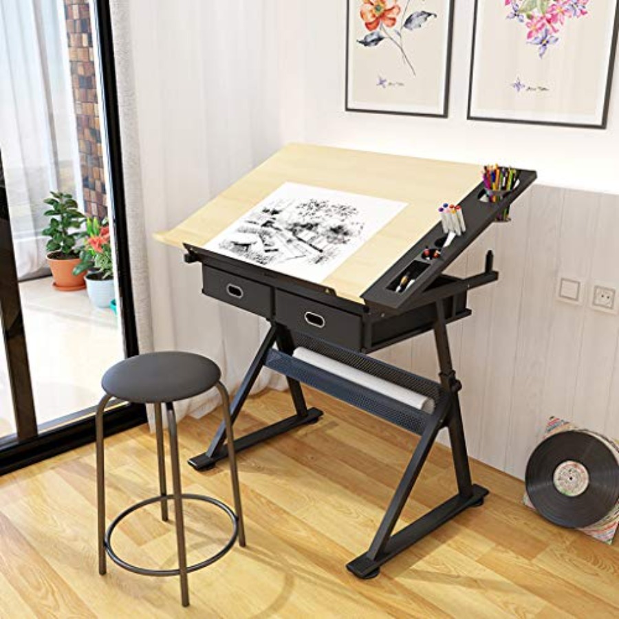 Drafting Table with Storage He - مراجعة Art & Craft Paper Ideas وسعره