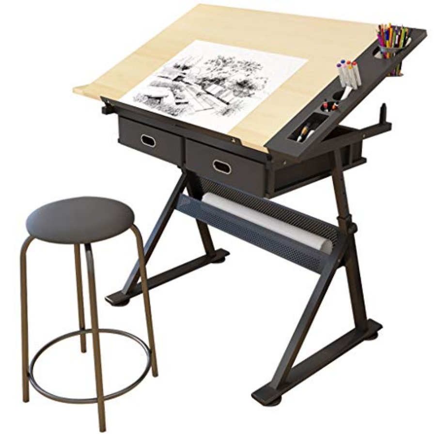 Drafting Table with Storage He - مراجعة Art & Craft Paper Ideas وسعره