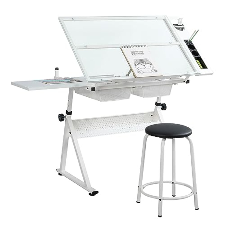 Drafting Table with Stool Mode - مراجعة Art & Craft Paper Ideas وسعره