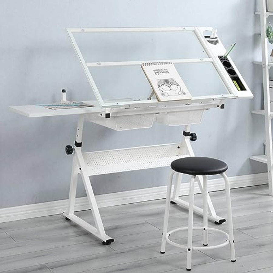 Drafting Table with Stool Mode - مراجعة Art & Craft Paper Ideas وسعره