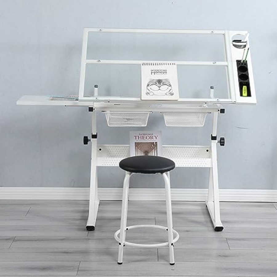 Drafting Table with Stool Mode - مراجعة Art & Craft Paper Ideas وسعره
