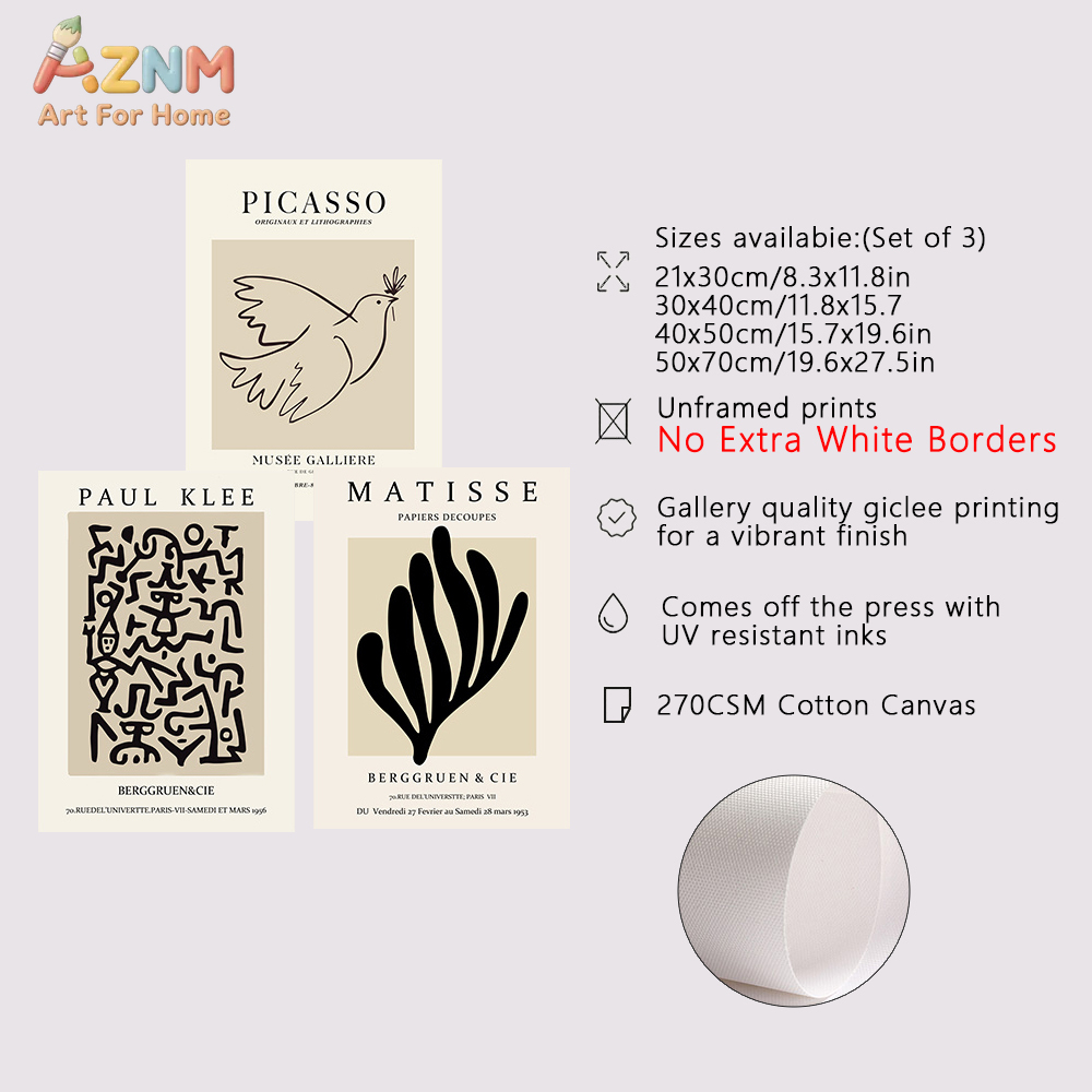 3PCS Matisse Picasso Paul Klee - مراجعة Art Craft Display وسعره