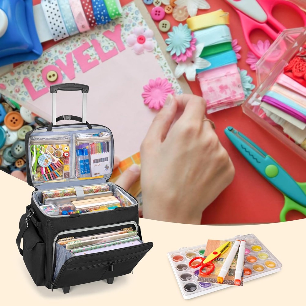 Rolling Scrapbook Tote with Ex - مراجعة Art Crafting وسعره
