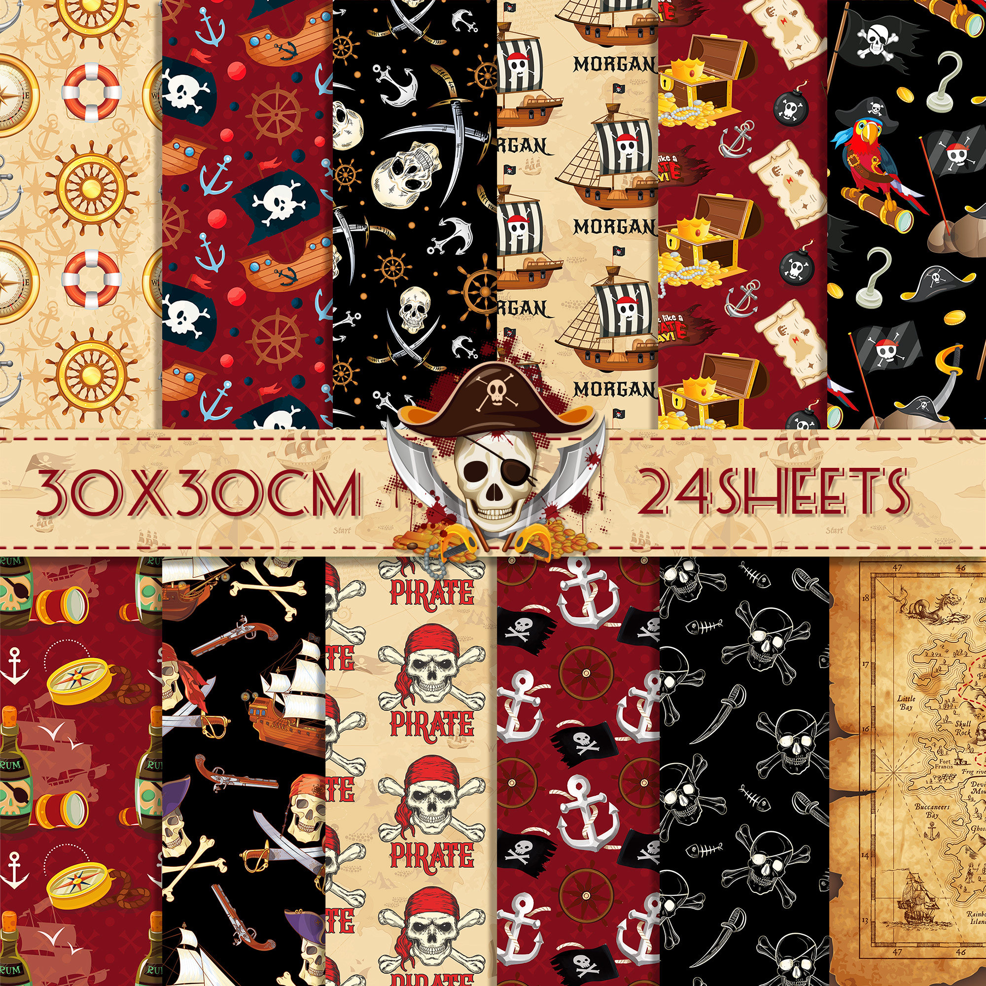 24pcs European Pirate Theme DI - مراجعة Art And Craft Photos وسعره