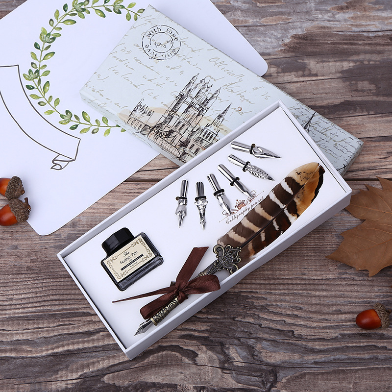 Retro Feather Dip Pen Writing  - مراجعة Calligraphy Pen Set وسعره