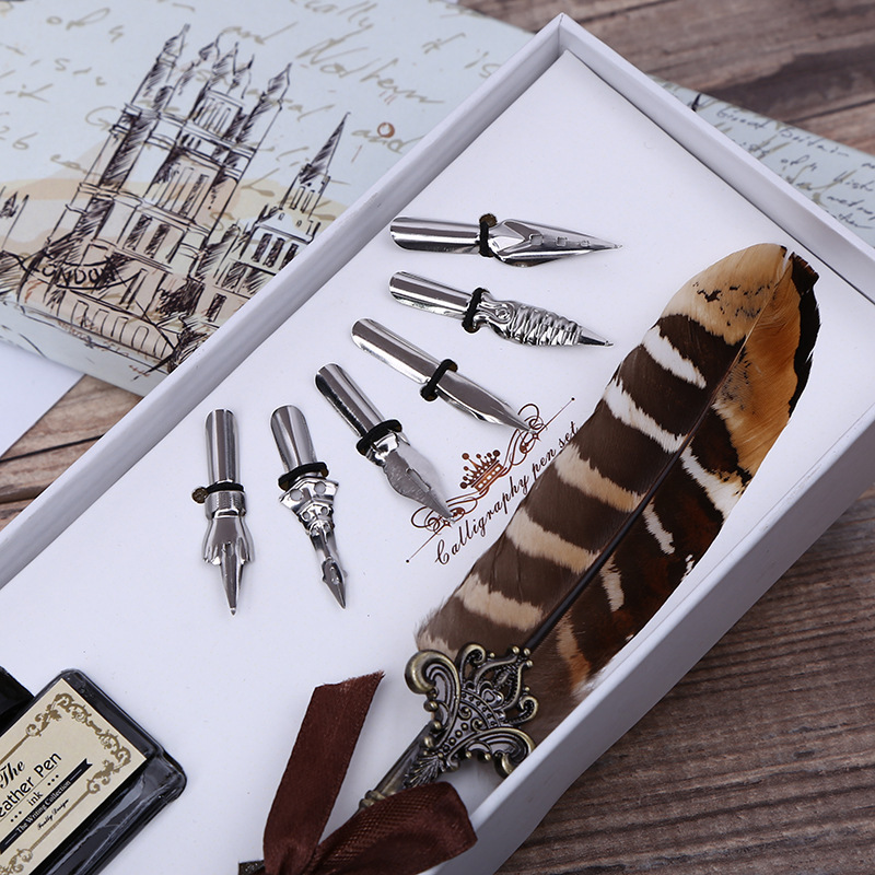 Retro Feather Dip Pen Writing  - مراجعة Calligraphy Pen Set وسعره