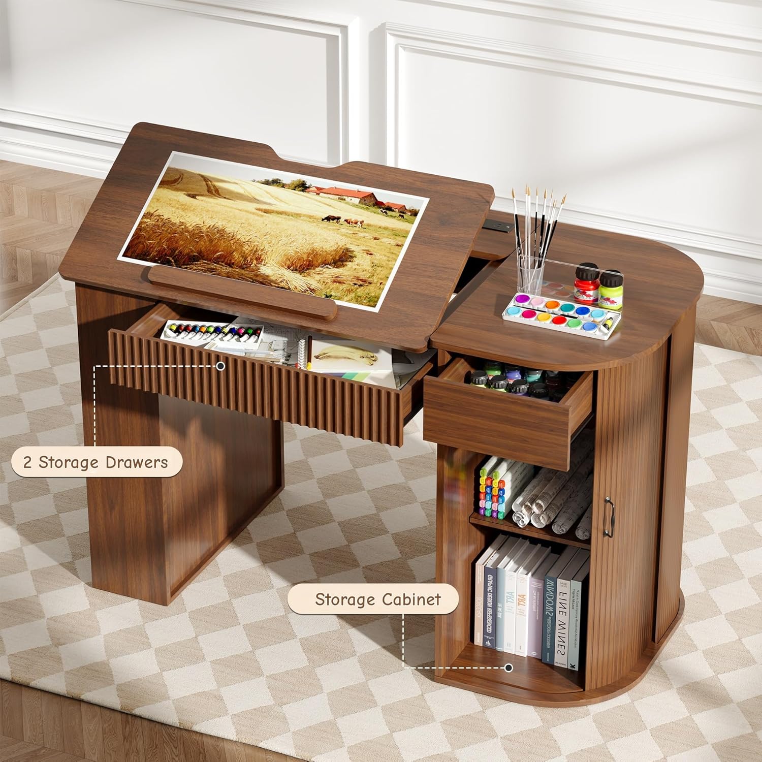 Drafting Table with Storage Ca - مراجعة Art & Craft Paper Ideas وسعره