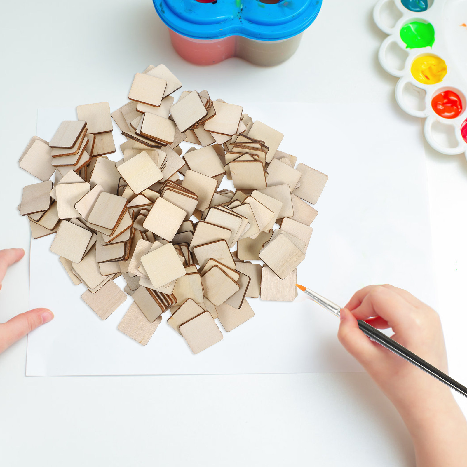 200Pcs Square Wood Slices Blan - مراجعة Art Craft Class وسعره