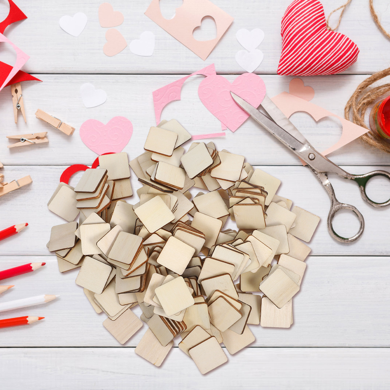 200Pcs Square Wood Slices Blan - مراجعة Art Craft Class وسعره