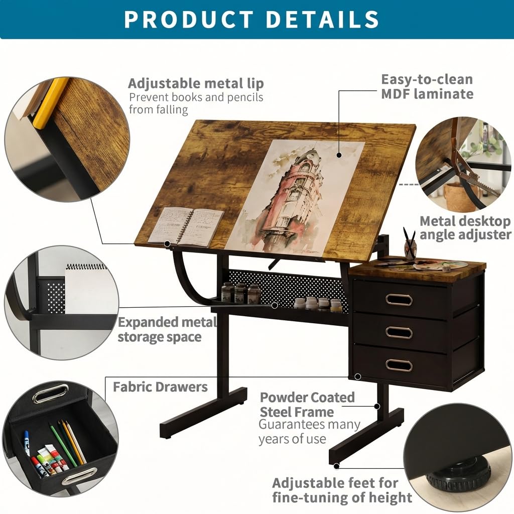 Adjustable Art Desk with Stora - مراجعة Art & Craft Paper Ideas وسعره