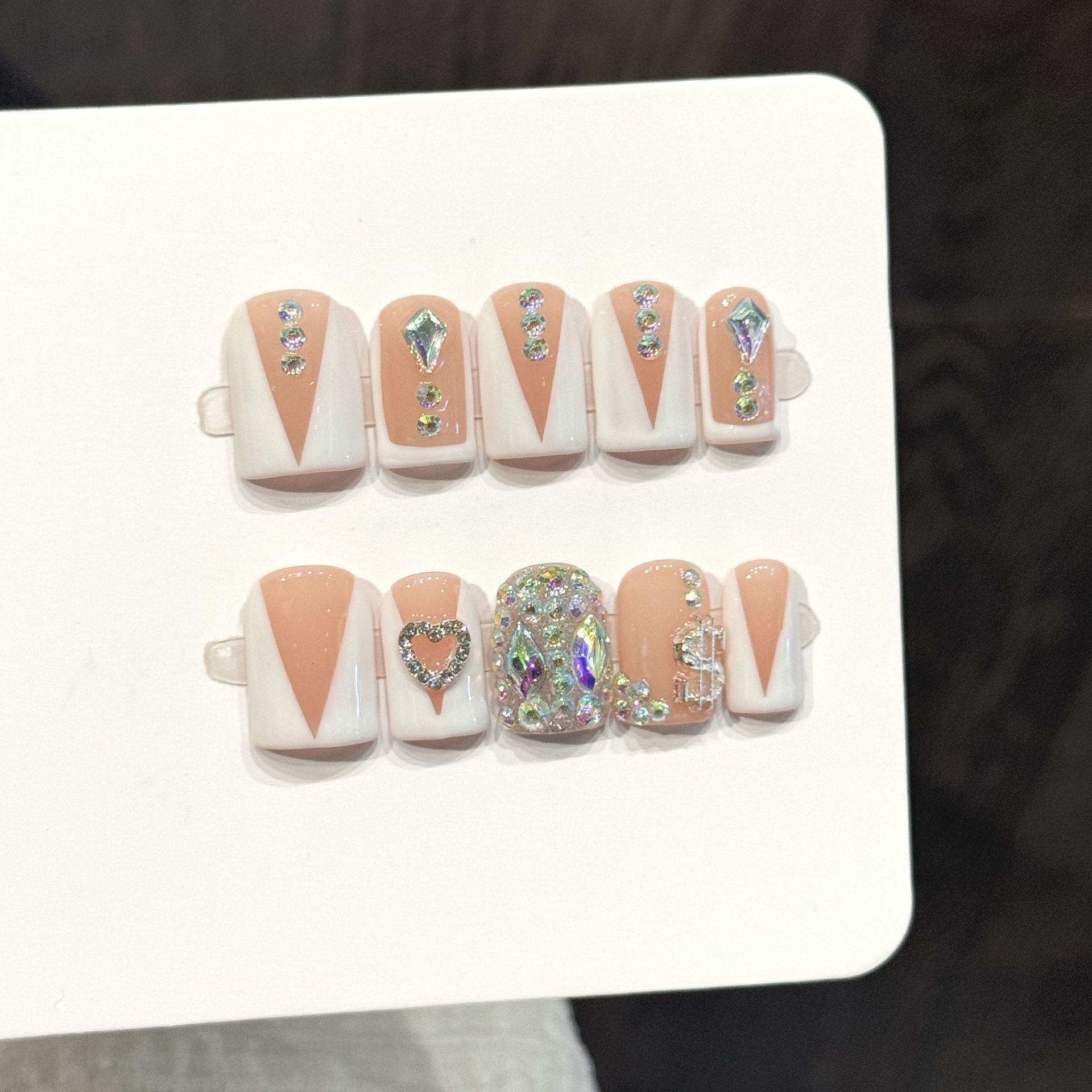 10PCS Square Handmade Press On - مراجعة Art Craft Handmade وسعره