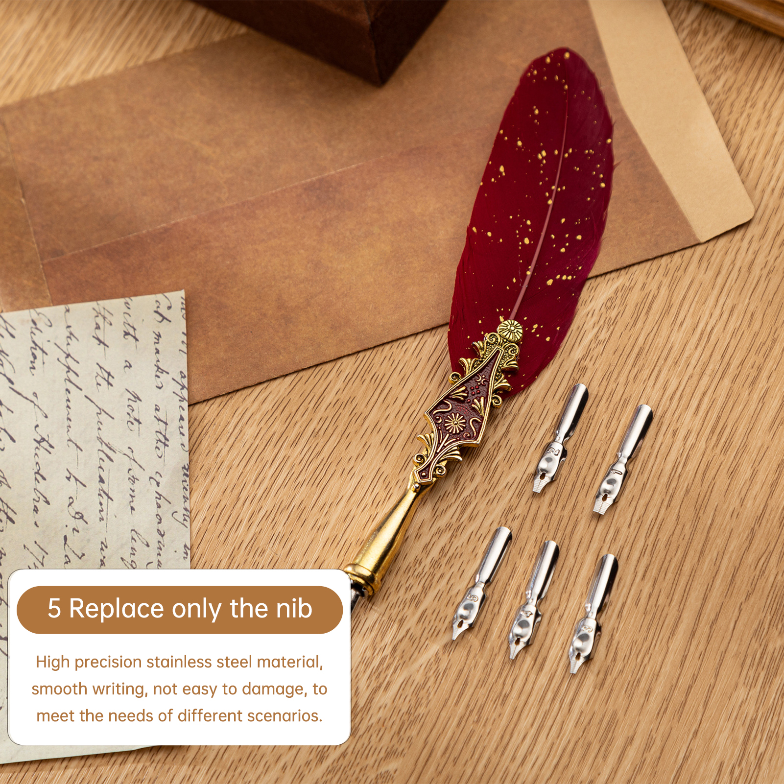 Retro Feather Dip Pen Set Vint - مراجعة Calligraphy Pen Set وسعره