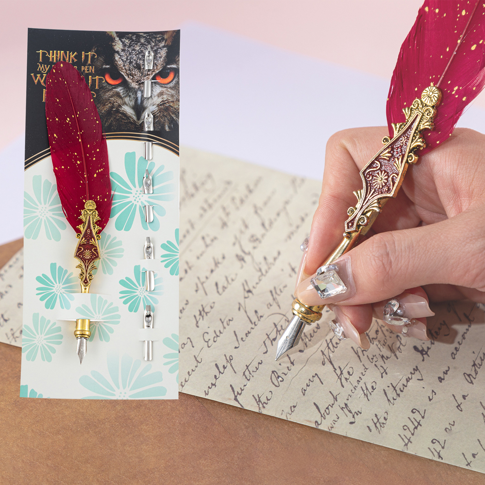 Retro Feather Dip Pen Set Vint - مراجعة Calligraphy Pen Set وسعره
