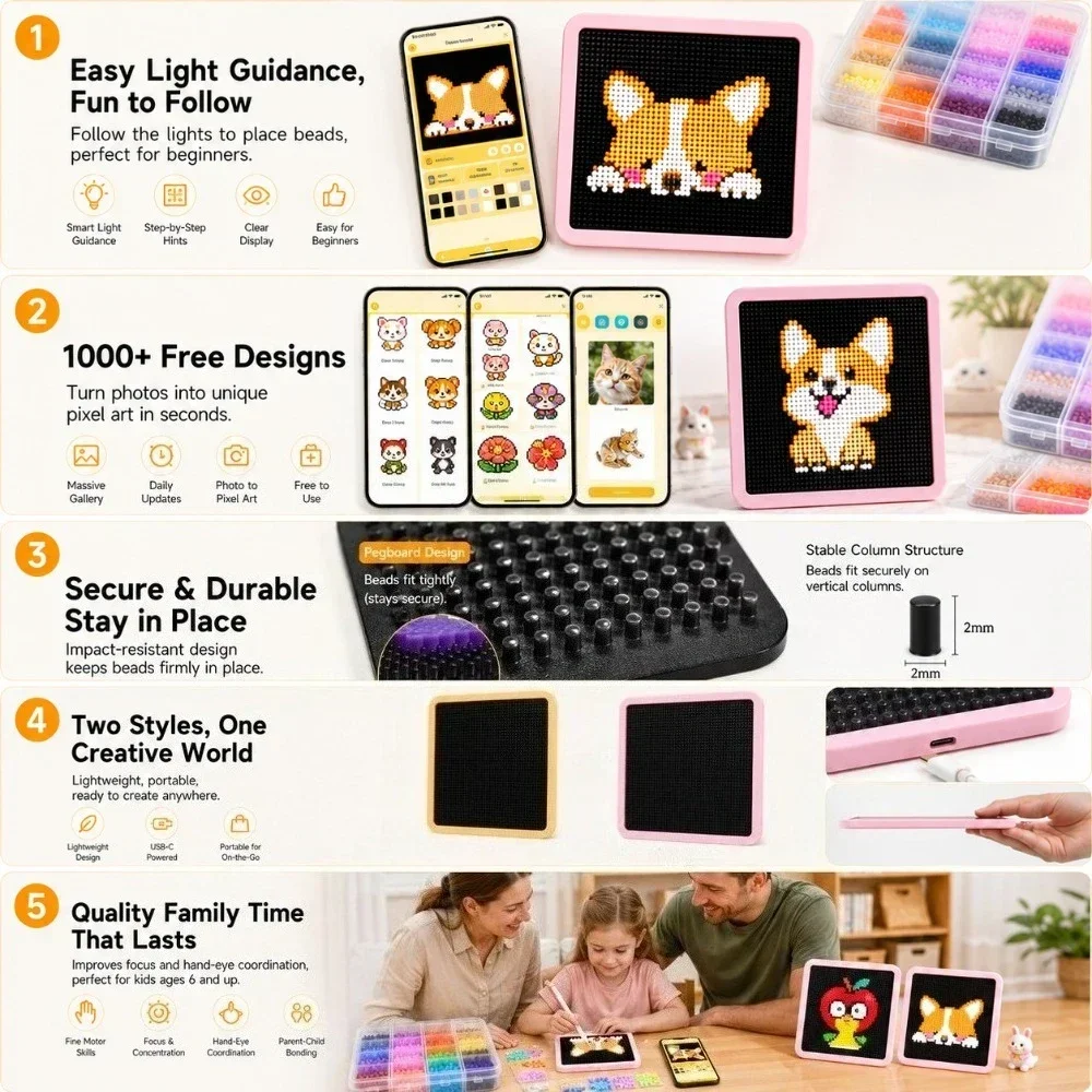 LED Smart Fuse Bead Pegboard,  - مراجعة Craft Art Set وسعره