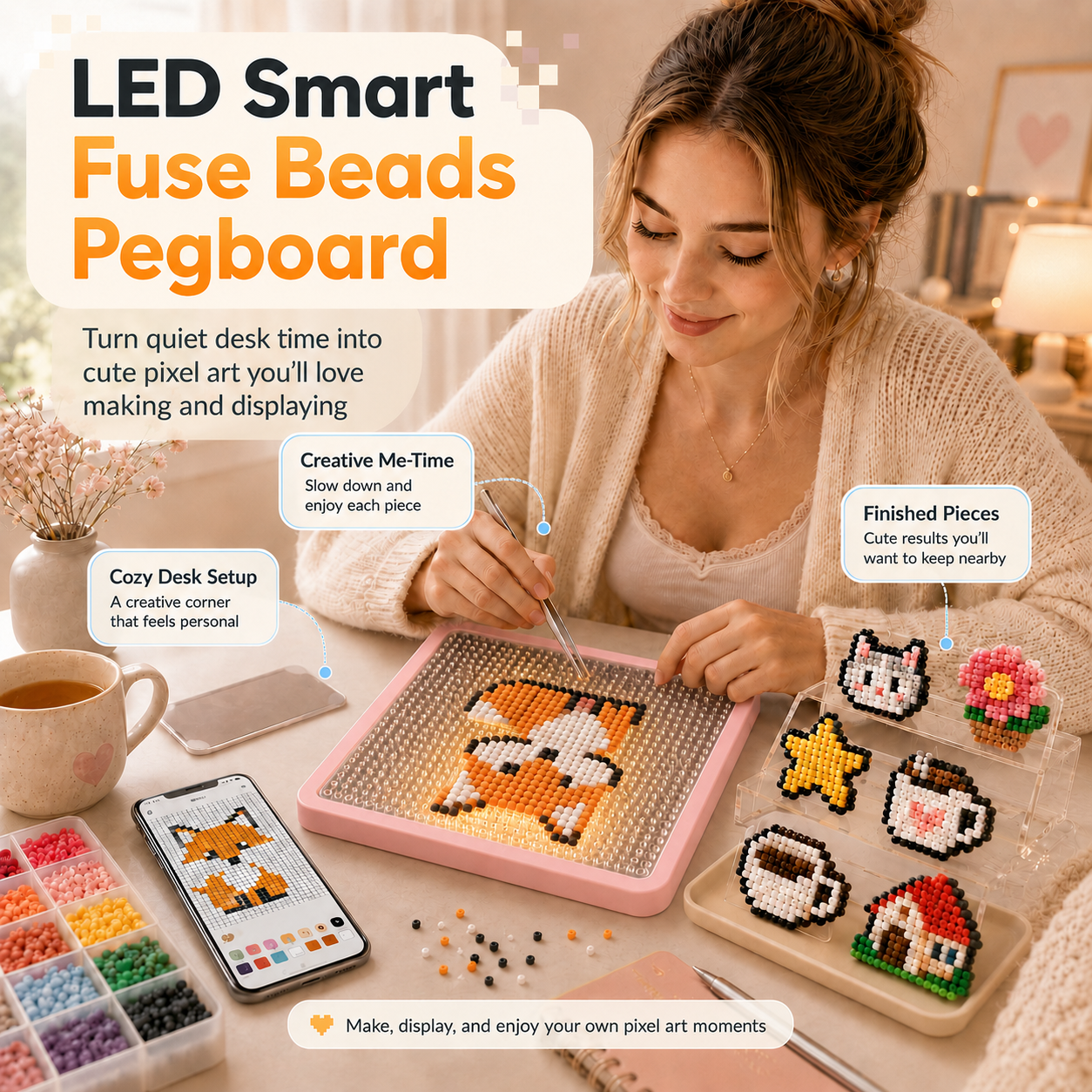 LED Fuse Beads Craft Pegboard  - مراجعة Art Crafting وسعره