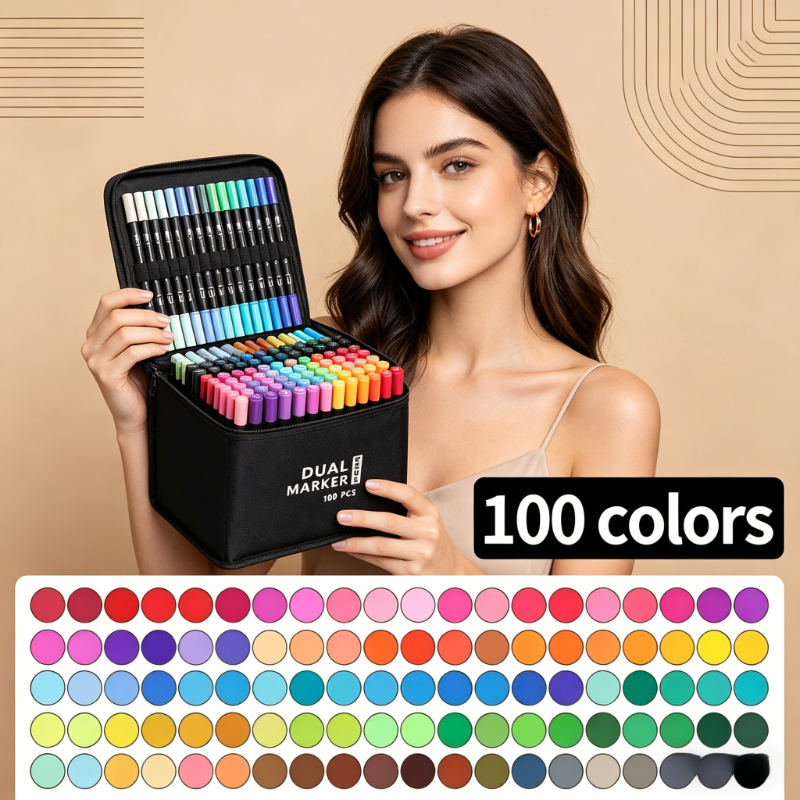 100 Colors Dual Tip Watercolor - مراجعة Calligraphy Pen Set وسعره